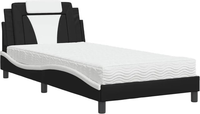 vidaXL Bett Viana mit Matratze in Schwarz-Weiß aus Kunstleder, B/T: 100 x 200 cm - Bild 1