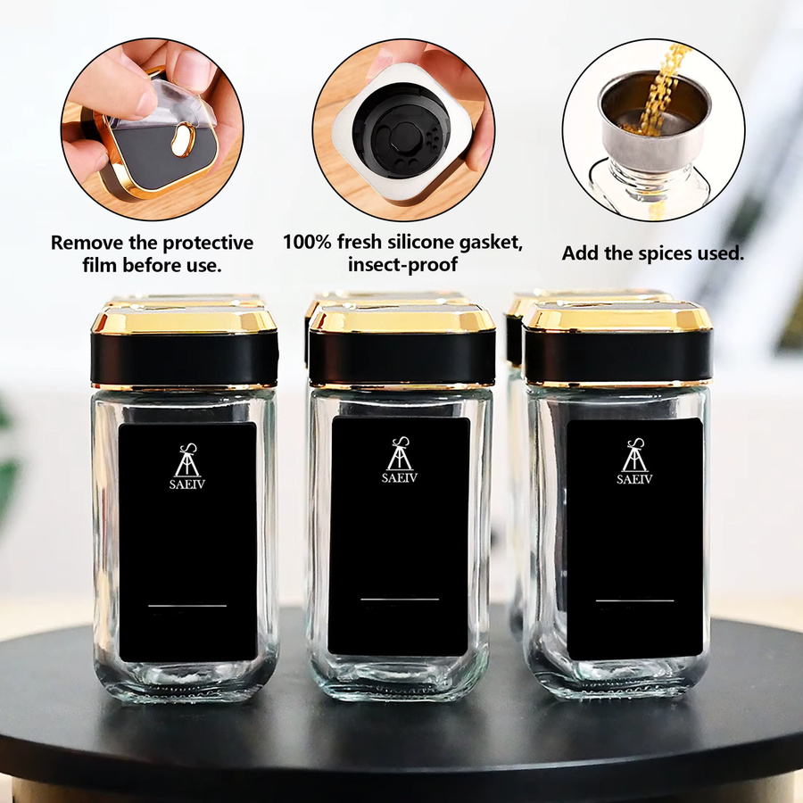SIAZIH Gewürzglas-Set aus Glas, transparent, 120 ml, mit luftdichtem und auslaufsicherem Deckel sowie drehbaren Dosieröffnungen - Bild 4
