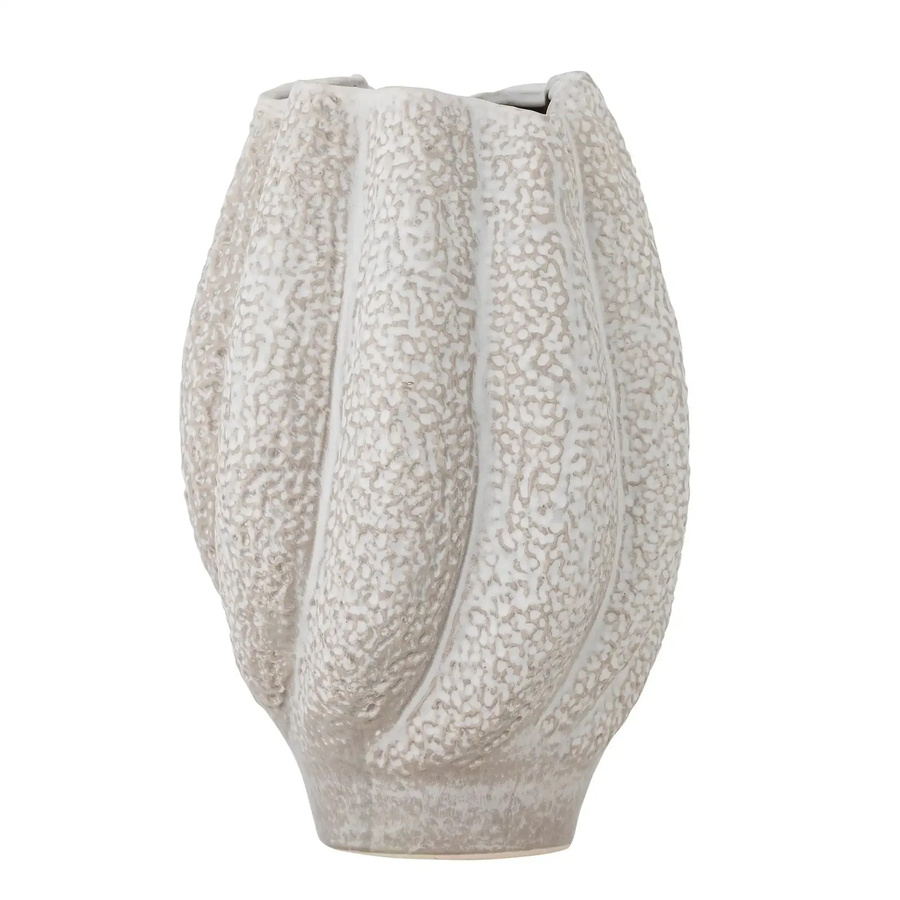 Bloomingville Keramikvase Cove in Weiß mit Reliefstruktur und organischer Form, Höhe: 28 cm - Bild 1