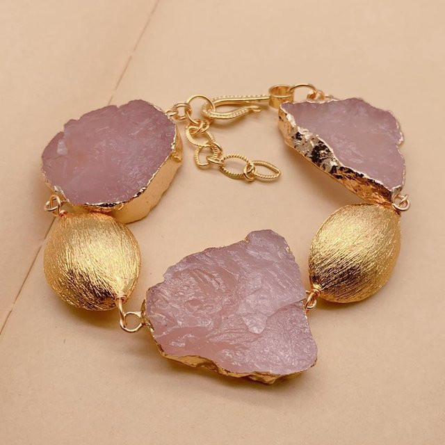 Y.YING Armband, Rosenquarz, Gold, Damen - Bild 1