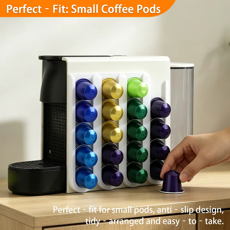 Nespresso Kaffeekapselhalter für 20 Kapseln in Weiß, Wandmontage mit selbstklebender Aufbewahrung als Regal aus Kunststoff - Bild 2