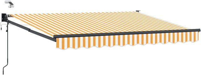 vidaXL Elektrische Ausziehbare Markise mit Motor, Orange und Weiß, B: 3,5 m, T: 2,5 m - Bild 1