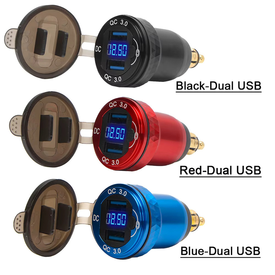 Hella DIN USB Ladegerät mit USB PD 3.0, QC 3.0, USB-C und Voltmeter sowie ON-OFF Schalter in Schwarz für BMW und Ducati Tiger 900 800 - Bild 4