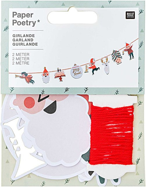 Rico Design Paper Poetry Girlande Jolly Christmas Classic aus Papier mit grafischen Mustern, Länge: 2 m - Bild 1