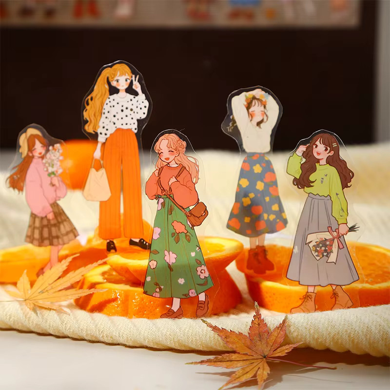 Journal GO 50 Stück Kawaii Charakter Aufkleber mit Orangengeschmack für Scrapbooking und DIY Bastelarbeiten, Mehrfarbig - Bild 5