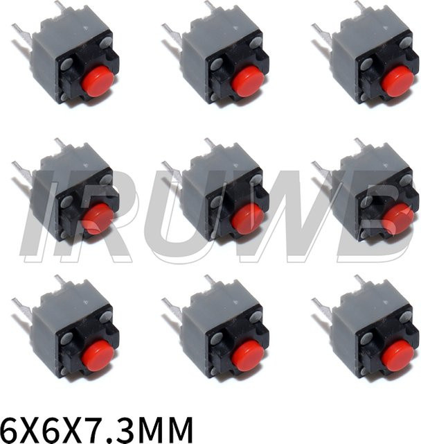 10 Stück IRUWB Micro-Schalter Mute-Taste für kabellose und kabelgebundene Mäuse, B/H/T: 6 x 6 x 7,3 mm - Bild 1