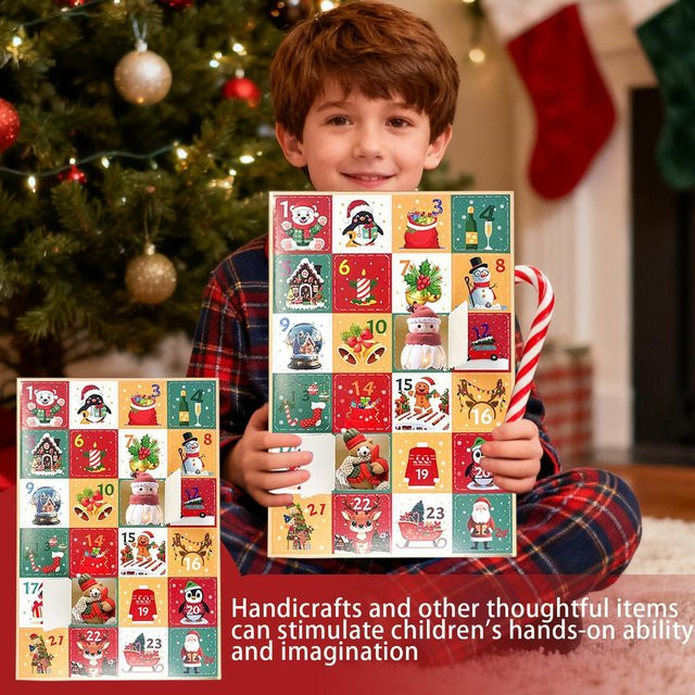 Wiederverwendbarer 24-Tage-Countdown-Kalender für Weihnachten und Festivals, 5-teiliges Set aus Papier, rot und mehrfarbig - Bild 1
