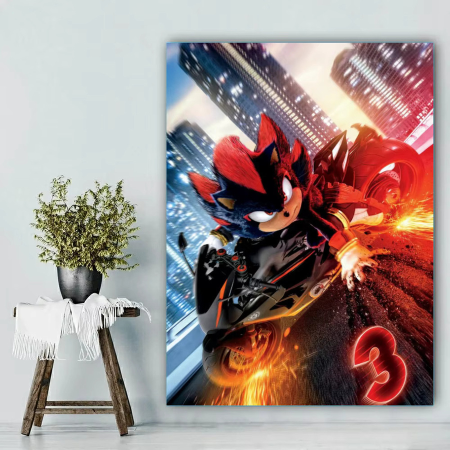 YUTTEE S-Sonic-The-Igel 5D DIY Diamantmalerei Cartoon Kunst Set, Kreuzstich Kit für handgemachte Dekoration, Multicolor, Breite: 30 cm, Höhe: 40 cm - Bild 3