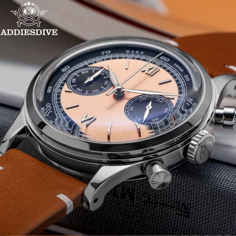 ADDIESDIVE Chronograph Quarz, 38 mm, Lederarmband, Herren - Bild 4