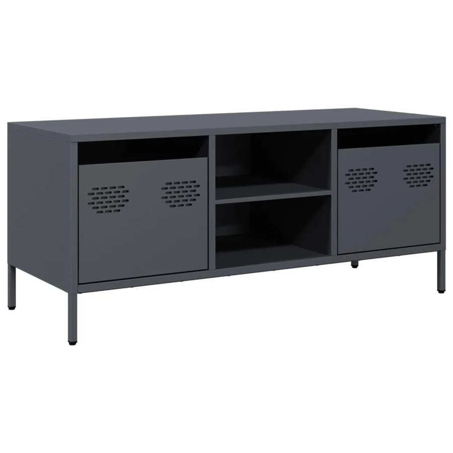vidaXL TV-Schrank aus kaltgewalztem Stahl in Anthrazit im Industrie-Stil, B/T/H: 101,5 x 39 x 43,5 cm - Bild 2