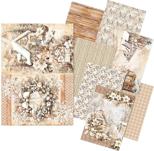 Ciao Bella Motiv-Strohseiden Sortiment Winter Season, 8er-Set in Beige - Bild 1