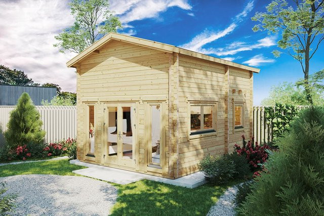 Gartenhaus Bruno 2 mit Schlafboden und Satteldach aus Holz, B/T: 5 x 4 m, Wandstärke: 70 mm - Bild 1