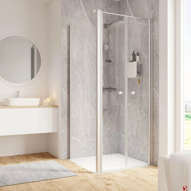 Schulte Garant 2.0 Duschkabine Eckeinstieg mit Pendeltür, Farbe Silber, Glas Transparent, B/T/H: 80 x 200 x 80 cm - Bild 1