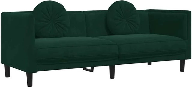 vidaXL 3-Sitzer Sofa aus Samt mit Kissen in Dunkelgrün, Modernes Design für dein Wohnzimmer, B/T/H: 193,5 x 77,0 x 70,0 cm - Bild 1
