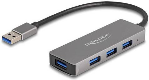 Delock USB-Hub 63171 mit 4 USB-A Ports, USB 3.1 Gen1 5 GBit/s, Grau - Bild 1