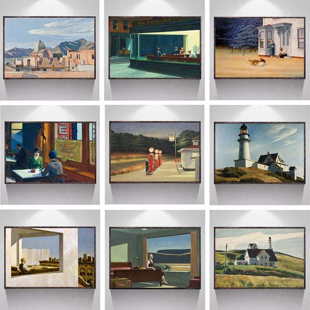 Edward Hopper Leinwandgemälde Morgensonne in einer Cafeteria Wandkunst Potdemiel Mehrfarbig - Bild 1