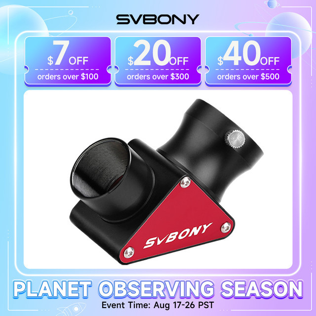 Svbony Zenithspiegel SV188/SV188P für astronomische Teleskope in Schwarz mit 90% bis 99% Reflexionsgrad und Vollmetallgehäuse (1,25"/2") - Bild 1