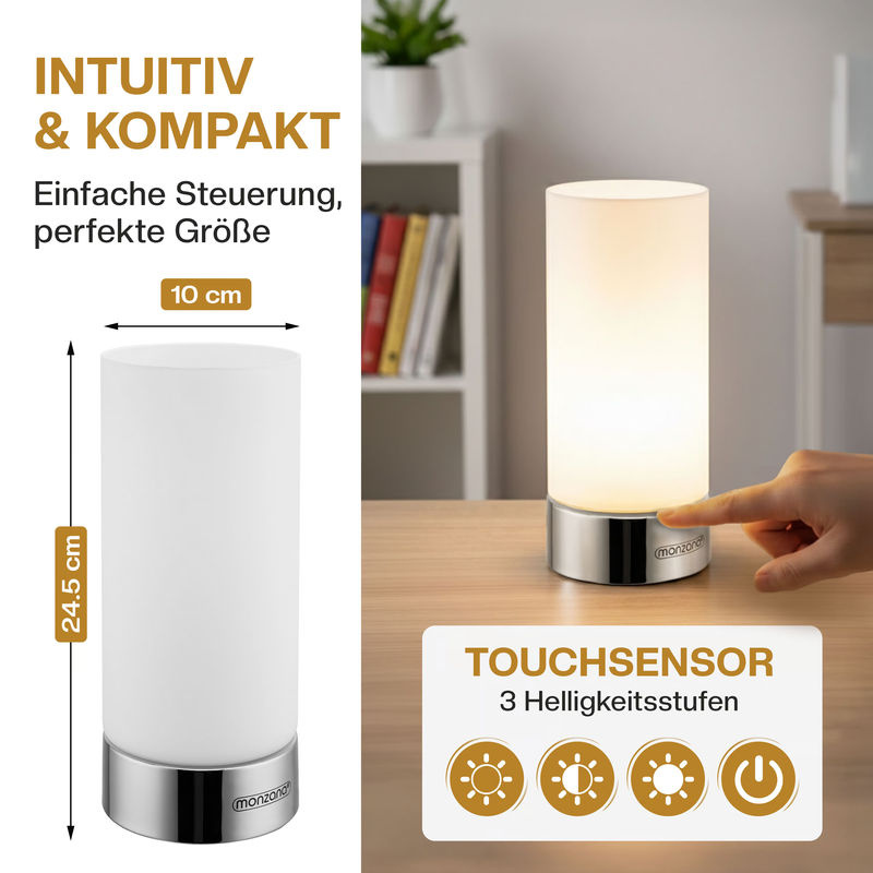 monzana Tischlampe Golau 2er-Set Weiß aus Metall mit dimmbarer Funktion - Bild 5