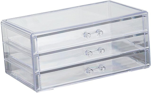 CosyHome Acryl Make-up Organizer mit Schubladen, Transparente Aufbewahrungsbox für Schminktisch und Badezimmer, Weiß - Bild 1