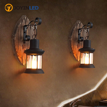 JOYINLED Retro Industrie LED Wandleuchte Schwarz mit E27 Fassung und Käfig-Design für Loft-Stil