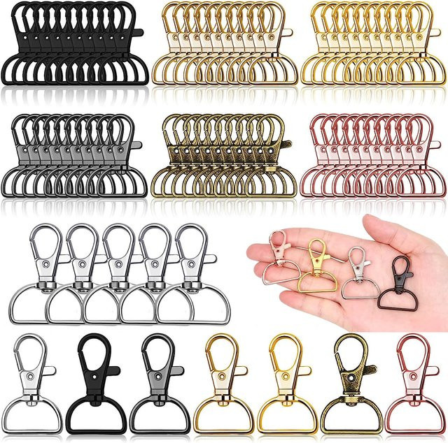 10 Stück drehbare Karabinerverschlüsse von TELUNSI aus Metall in Silber für Schlüsselanhänger und DIY-Schmuckherstellung - Bild 1