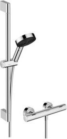 Hansgrohe Brause-Set Pulsify Select mit Handbrause und Brausestange, 3 Strahlarten, Chrom - Bild 1