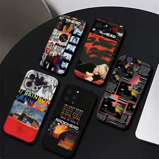 Rock R-Radiohead Handyhülle aus schwarzem Silikon für iPhone 11 bis iPhone 17 Modelle - Bild 1