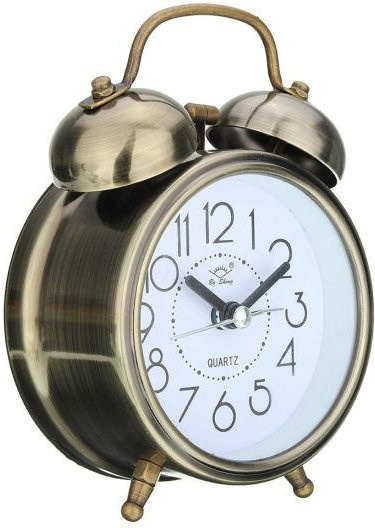 Cherish Clock Retro-Mini-Wecker in Gold mit Doppelglocken und analogem Quarzwerk - Bild 1