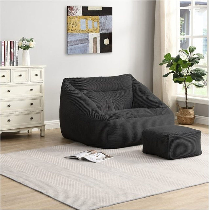 HOME DELUXE Sitzsack mit Hocker COZY Modern Anthrazit - Bild 1