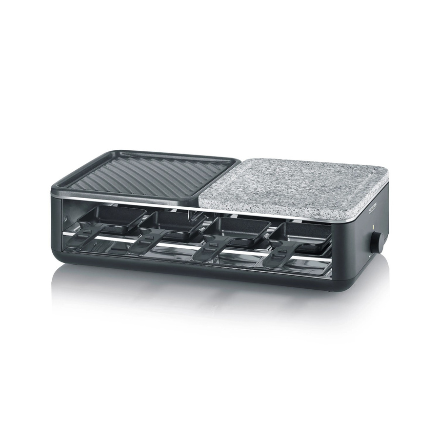 Severin Raclette-Grill RG 2366 Black Line Lite in Schwarz mit Naturstein und Grillfläche, 1.300 W - Bild 2