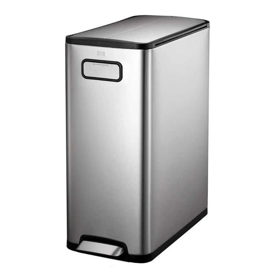 PROREGAL Treteimer zur Abfallscheidung aus gebürstetem Edelstahl in Silber, 45 Liter, H x B x T: 66 x 27,5 x 53,2 cm - Bild 2