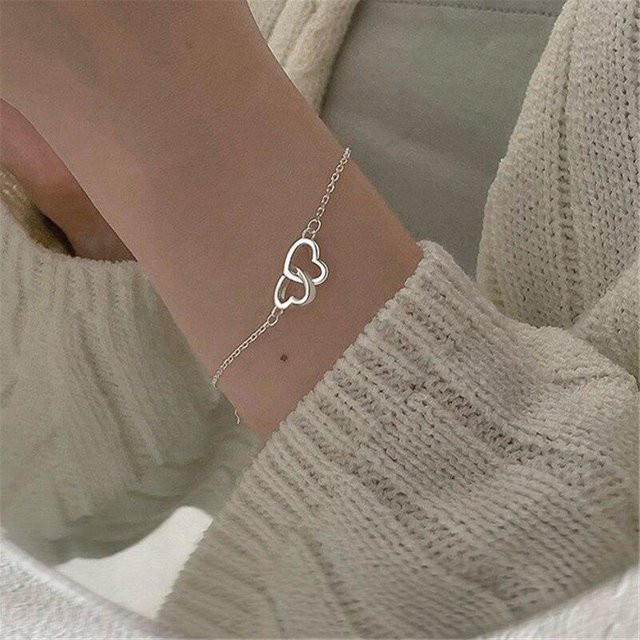 Allbestart Charm-Armband 925 Silber, Doppelherz, Damen - Bild 1