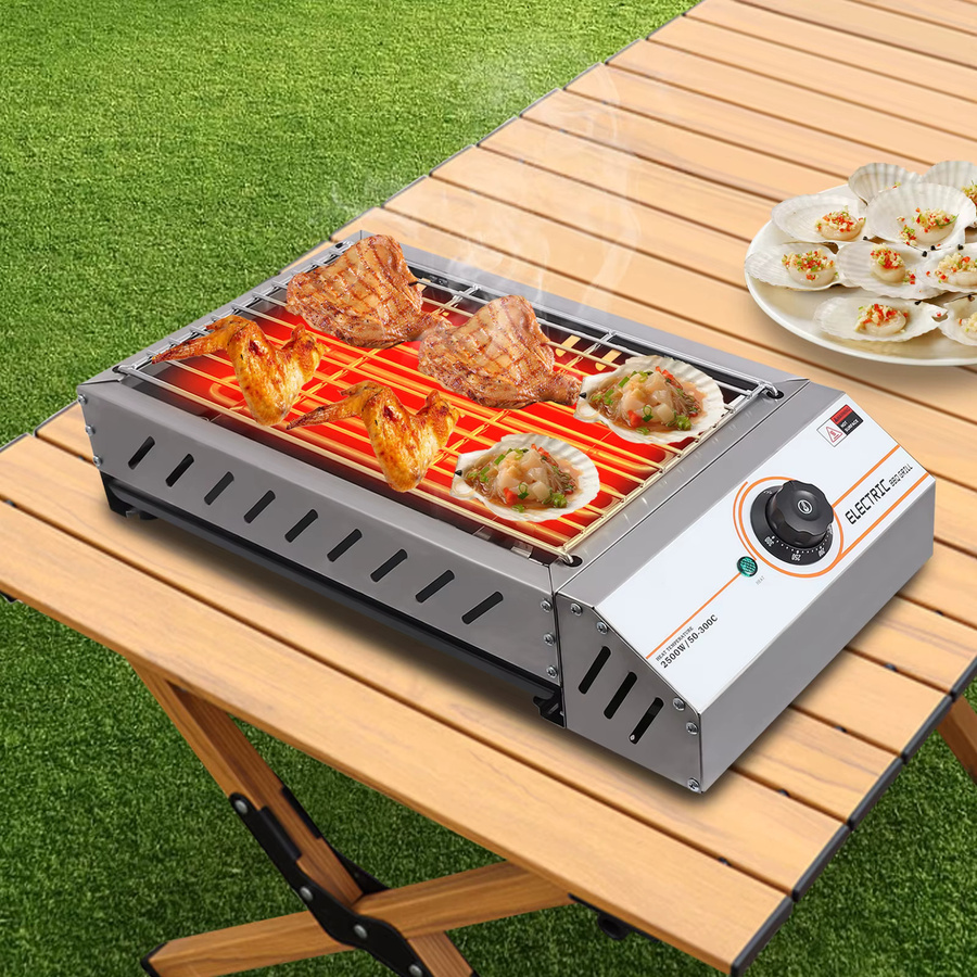 Bymaocar Elektrischer Tischgrill aus Edelstahl mit 2500W Leistung, Silber, B/T/H: 54,2 x 22,0 x 12,0 cm - Bild 3