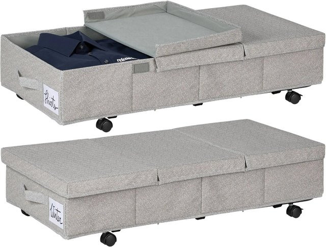 Relaxdays Unterbettkommode 2er Set aus PP-Vlies in Grau mit Rollen, B/T/H: 80 x 40 x 20 cm - Bild 1