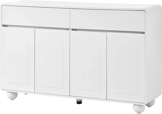Merax Sideboard in Weiß mit geschwungenen Türen und Metallfüßen für dein Wohnzimmer - Bild 1