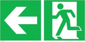 SafetyMarking Fluchtwegschild Folie Notausgang links mit Pfeil links, Farbe: grün, B: 40 cm, H: 20 cm - Bild 1