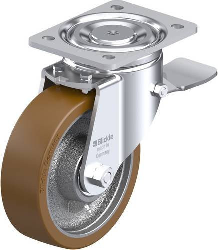 Blickle Lenkrolle LH-GB 160K-ST mit Feststeller, Durchmesser: 160 mm, Tragfähigkeit: 800 kg, Farbe: Silber/Mehrfarbig - Bild 1
