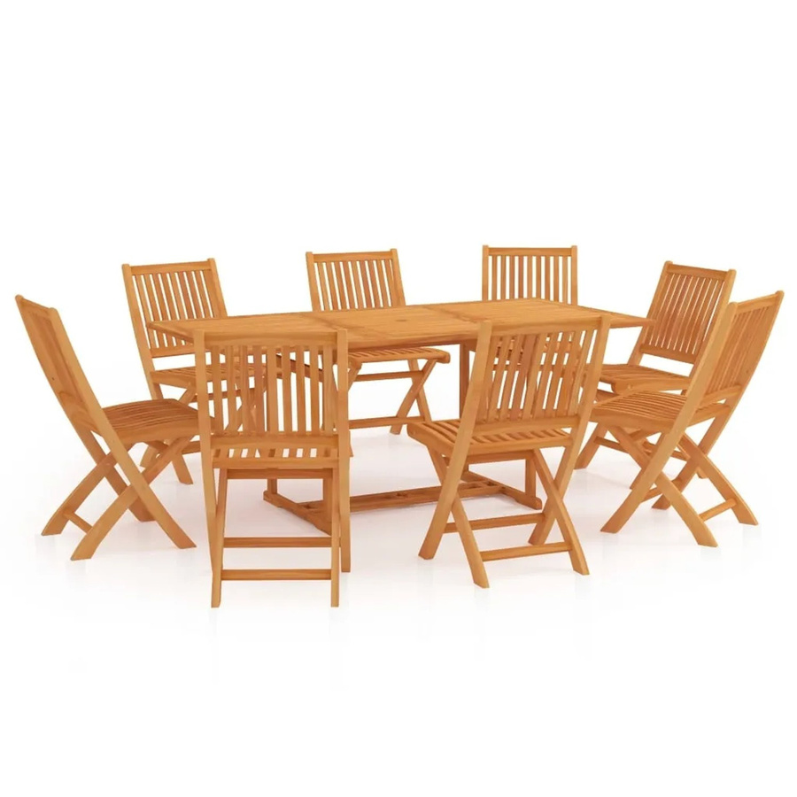 vidaXL 9-teilige Garten-Essgruppe aus Massivholz Teak in Braun - Bild 2