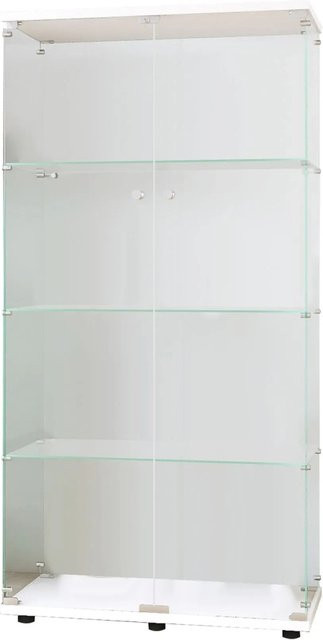 PXloue Vitrine mit LED-Beleuchtung und Glastüren in Weiß, B/T/H: 80 x 36 x 164 cm - Bild 1
