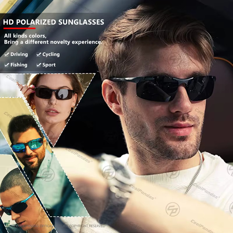 CoolPandas Sonnenbrille, randlos, Aluminium, schwarz, polarisiert, Herren - Bild 2