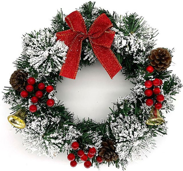 TOMTOP JMS Weihnachtskranz für die Haustür, künstlicher Winter-Hängekranz in Grün, Durchmesser: 40,6 cm - Bild 1