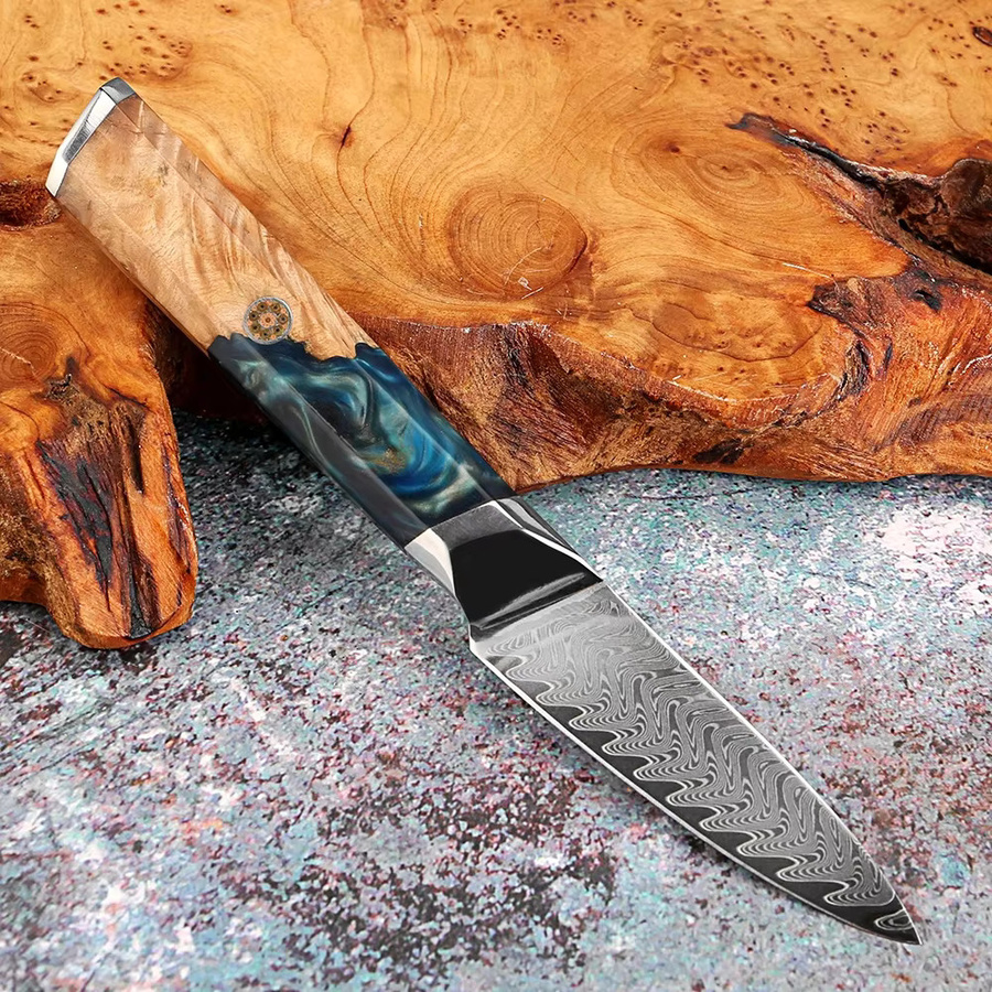 Xituo Damast-Schälmesser aus Damaststahl mit ergonomischem Holzgriff in Multicolour, 3,5 Zoll - Bild 3