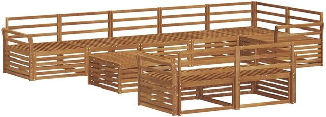 vidaXL Outdoor-Sofagarnitur 9-teilig aus Akazienholz in Natur/Braun mit L-Form und Tisch - Bild 1