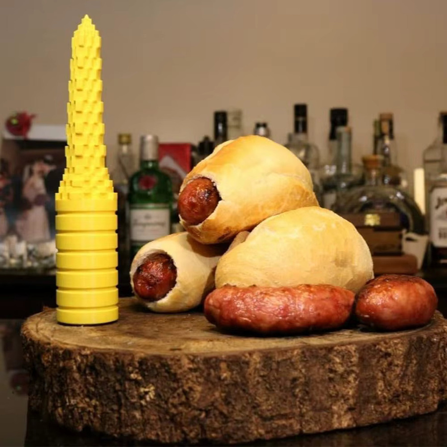 FEB.WIND Hot Dog Brot Bohrwerkzeug mit Antihaftbeschichtung in Rot und Gelb - Bild 4