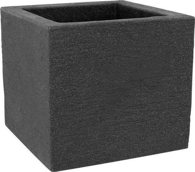 Geli Pflanzgefäß Kubus in Anthrazit mit Granitsteinoptik, B/T/H: 30 x 30 x 26 cm - Bild 1