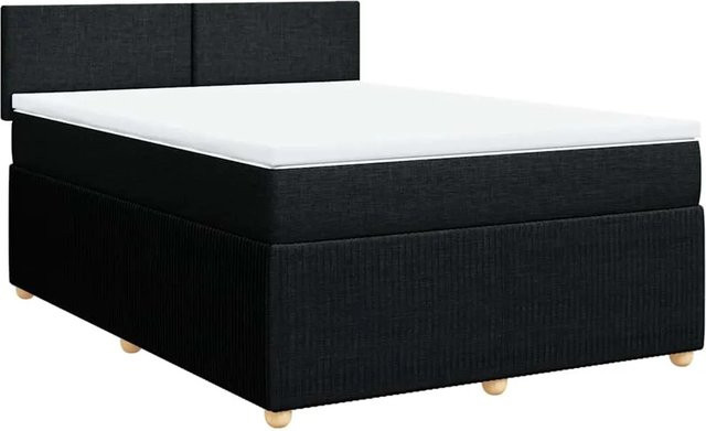 vidaXL Boxspringbett mit Matratze Schwarz B/T/H: 140 x 200 x 100,5 cm - Bild 1