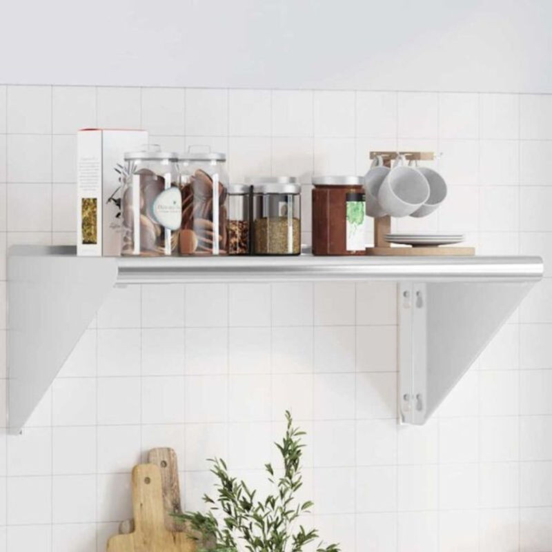 Vidaxl Wandregal aus Edelstahl in Silber, B/T/H: 75 x 45 x 31 cm - Bild 1