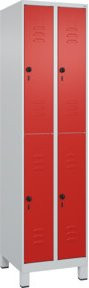 C+P Doppelstock-Spind Classic PLUS mit 2 Abteilen, Stahlkonstruktion, Grau/Rot, B/T/H: 50 x 50 x 195 cm - Bild 1