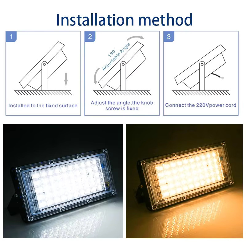 DEEMOPA LED Flutlicht 50W Außenbeleuchtung IP65 Wasserdicht in Weiß und Schwarz - Bild 2