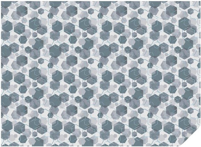 Tulup Buntglasfolie mit geometrischem Sechseck-Muster in Marine und Multicolour, blickdichte Fensterfolie in Buntglas-Optik, Breite: 146 cm, Höhe: 200 cm - Bild 1